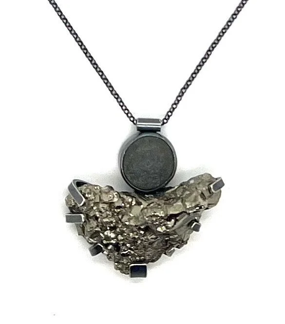 Dainty Diamond Necklace-Rock and Pyrite Necklace