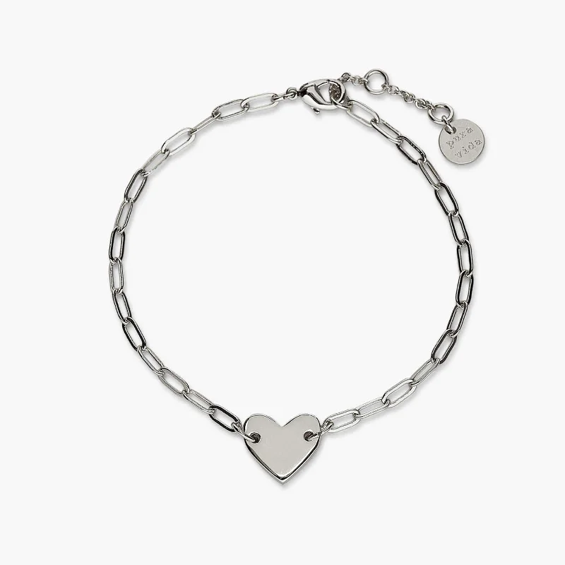 Engraved Name Bracelet-Engravable Heart Paperclip Chain Bracelet