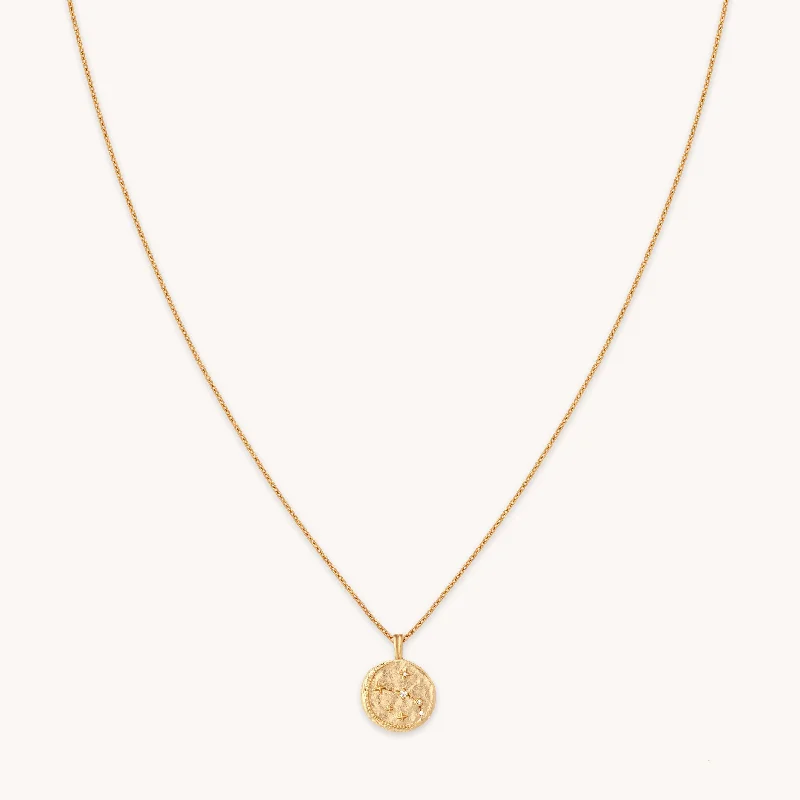 Classic Diamond Necklace-Aries Zodiac Pendant Necklace in Gold