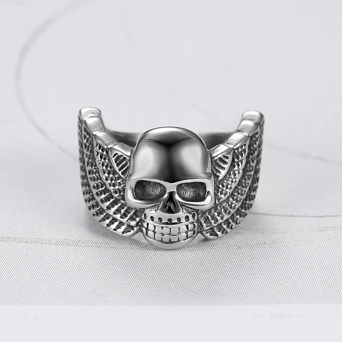 Two-Tone Engagement Ring-Punk Skull 304 Stainless Steel Men'S Wide Band Rings