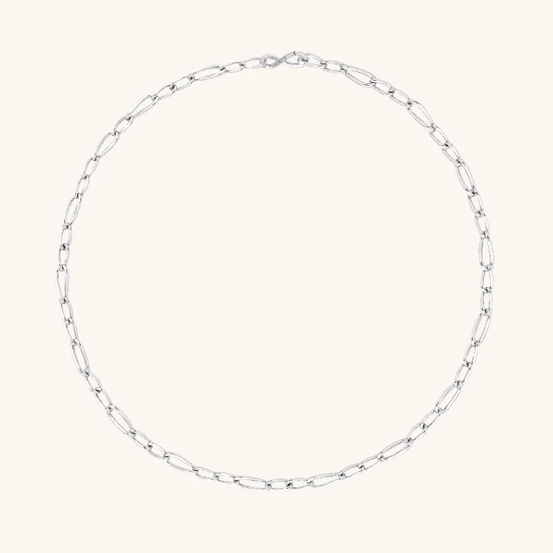 Statement Beaded Necklace-Infinite Slim Chain Necklace in Silver