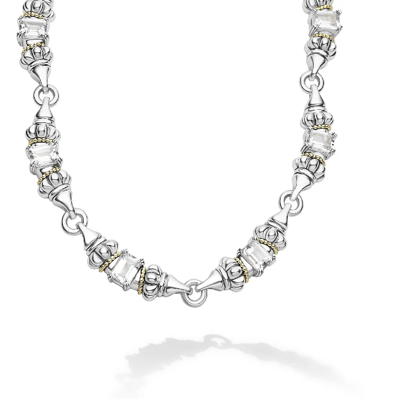 Fashion Bar Necklace-Glacier White Topaz Caviar Necklace