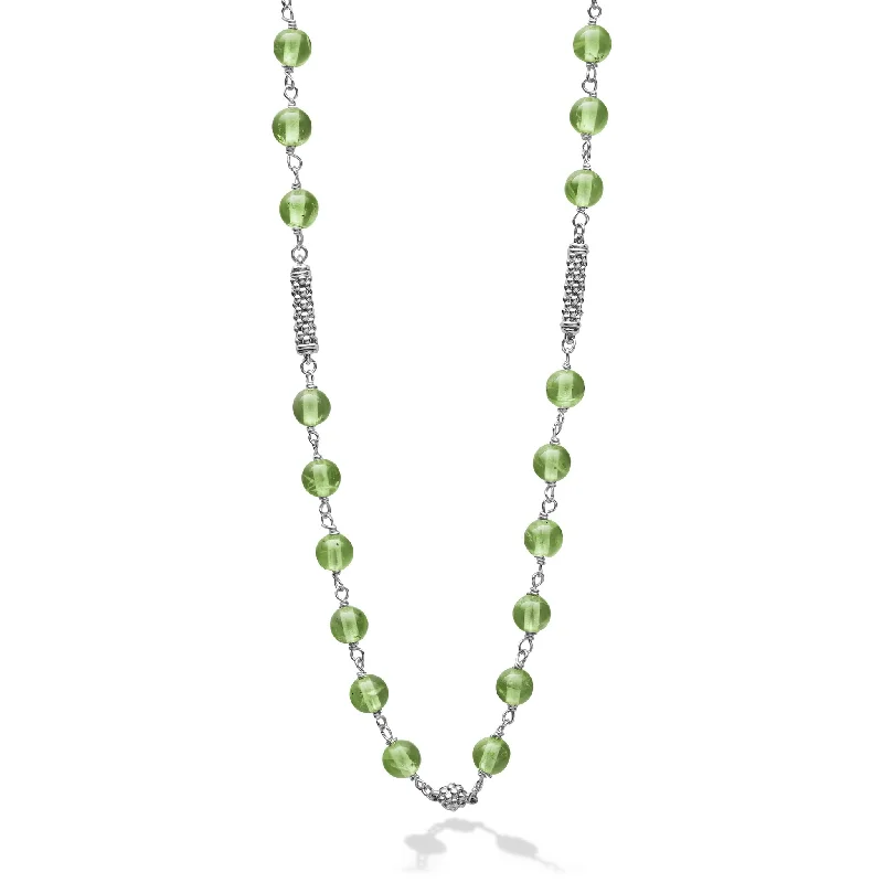 Double Pendant Necklace-Caviar Icon Peridot Beaded Necklace