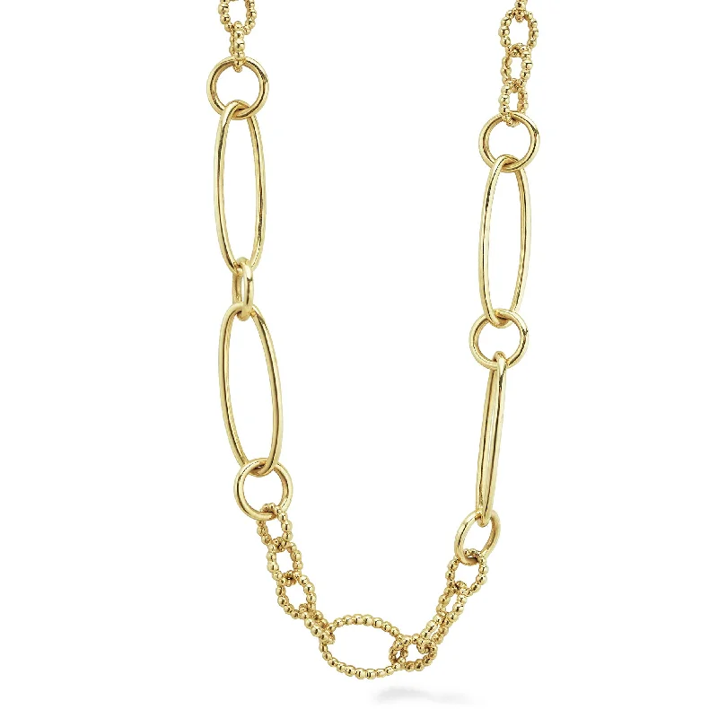 Small Gold Necklace-Signature Caviar 18K Gold Link Necklace