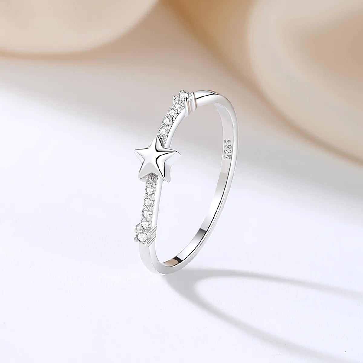 Dainty Gold Ring-Sterling Silver Plating Inlay Star Zircon Rings