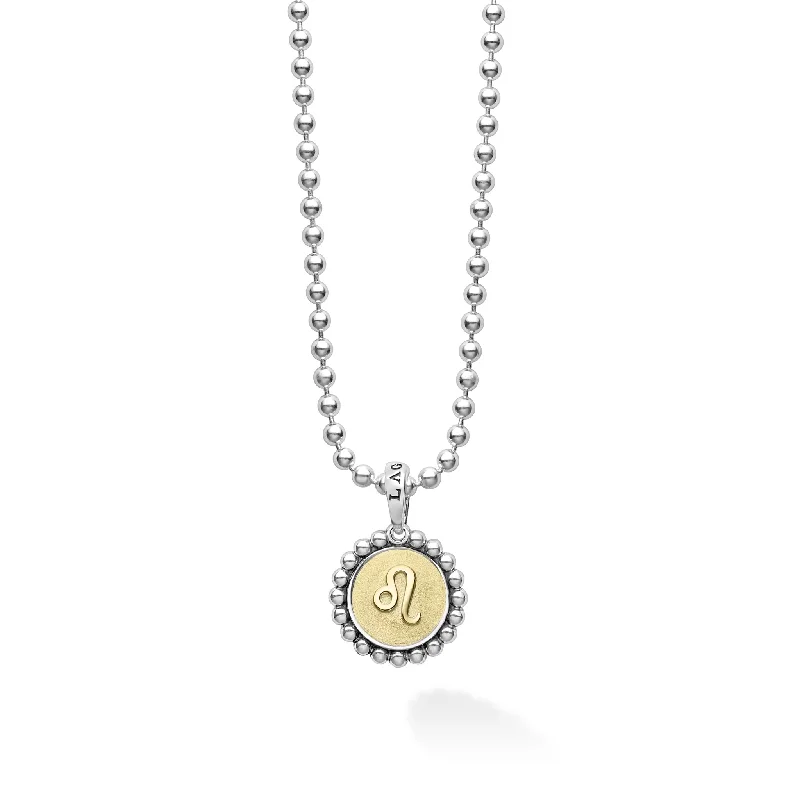 Customizable Gold Necklace-Signature Caviar Leo Zodiac Charm Necklace