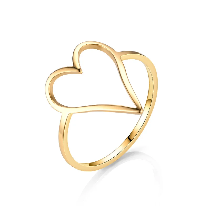 Gold Cut Peach Heart Ring