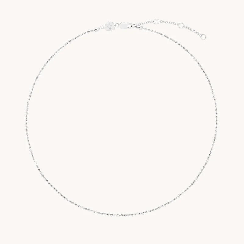 Chunky Beaded Necklace-Essential Rope Chain Necklace in Silver