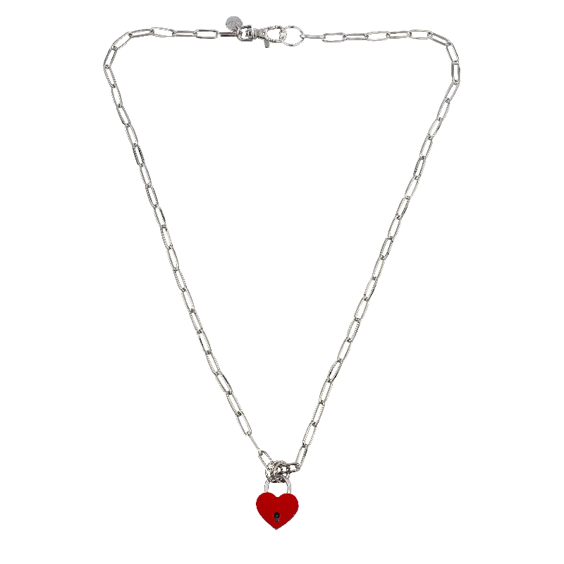 Double Chain Necklace-RED LIP HEART CHOKER