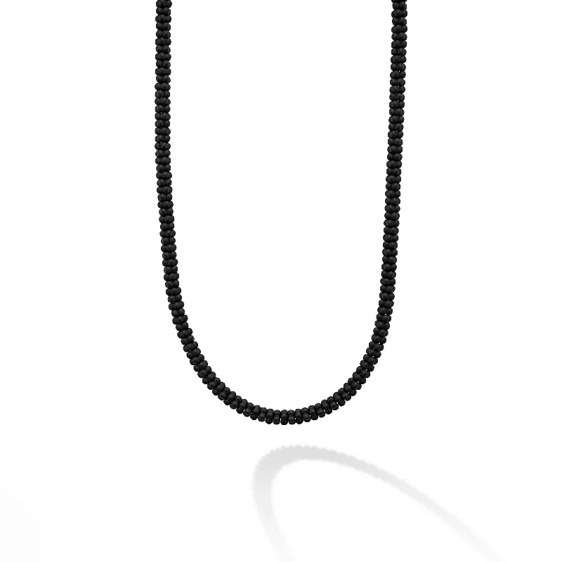 Luxury Pearl Necklace-Black Caviar Matte Black Ceramic Beaded Necklace