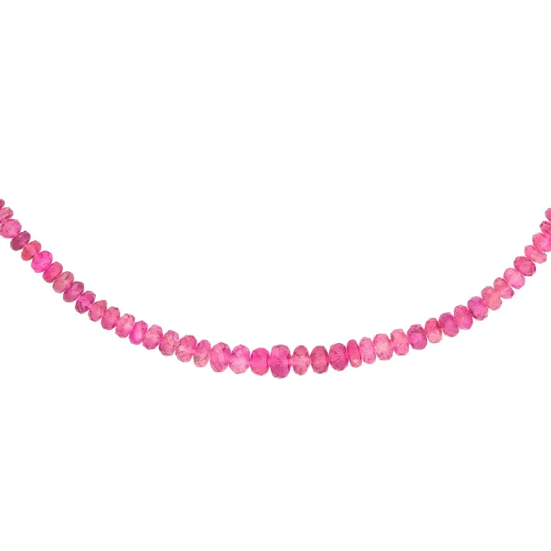 Handmade Pendant Necklace-Estate 14k and Pink Tourmaline Rondelle Bead Necklace