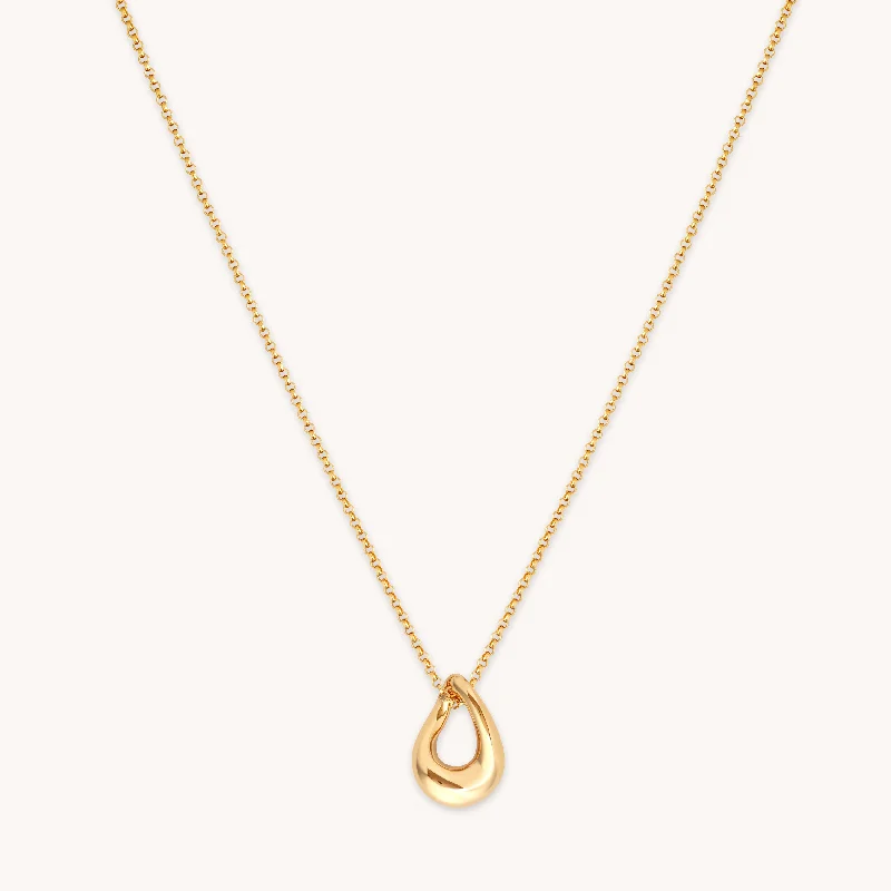 Luxury Silver Necklace-Molten Pendant Necklace in Gold