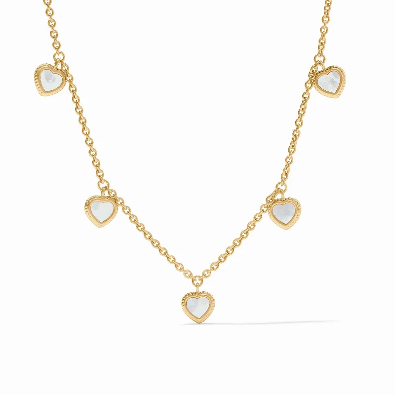 Classic Beaded Necklace-Heart Pearl Delicate Charm Necklace