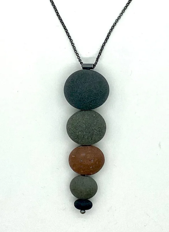 Handmade Crystal Pendant Necklace-Big inverted Stacked Rock Necklace